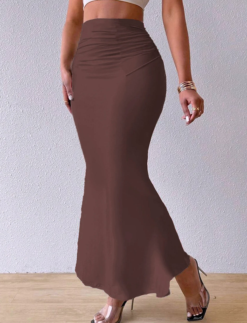 DOHTIH Women's Solid Fishtail Skirt High Waist