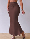 DOHTIH Women's Solid Fishtail Skirt High Waist