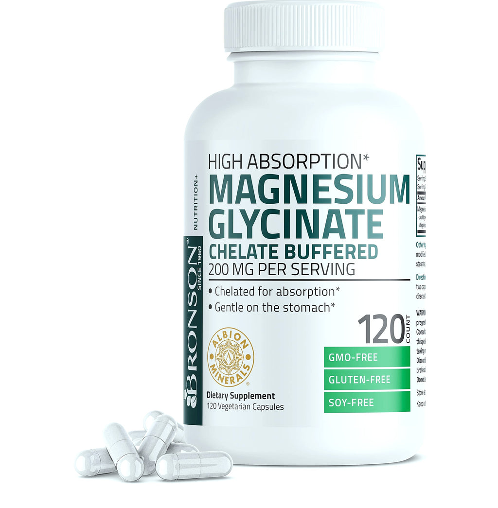 Bronson Magnesium Glycinate 200mg Chelated Capsules