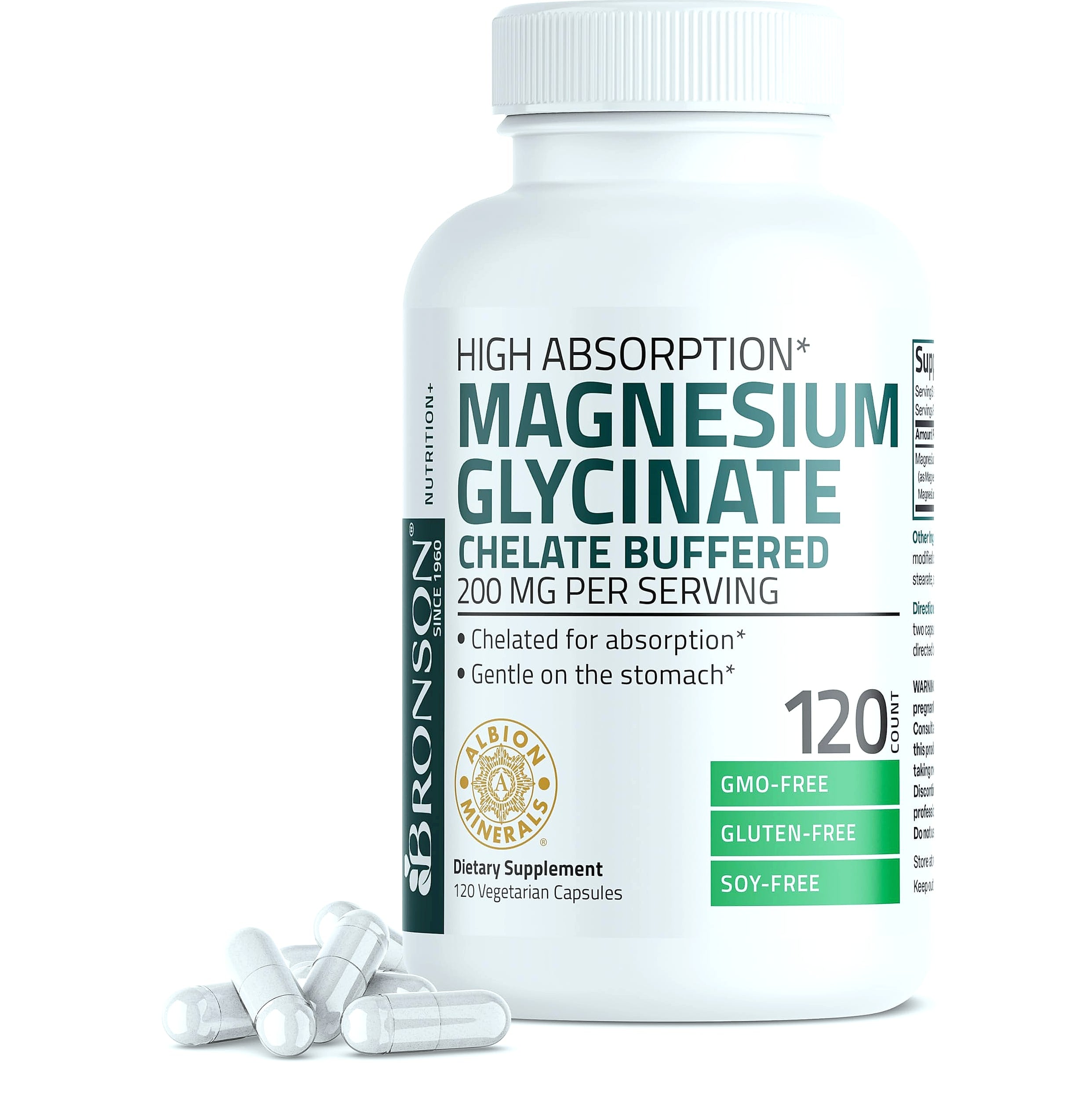 Bronson Magnesium Glycinate 200mg Chelated Capsules