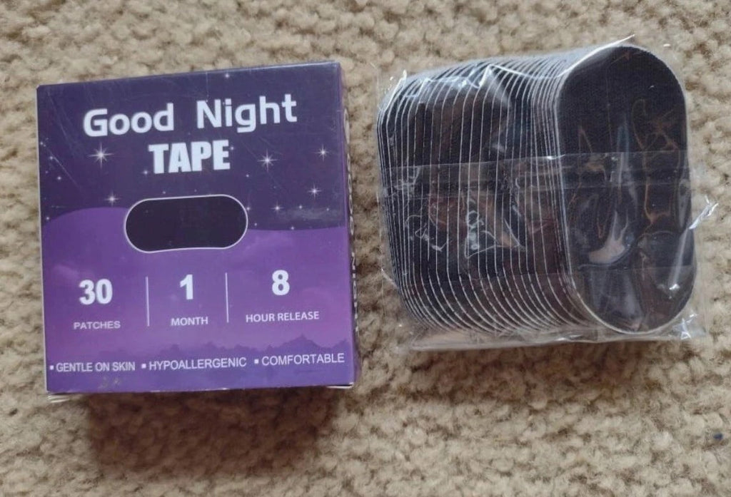 Good Night Tape 8 Hour Release 30 Patches Per Box - Gentle on Mouth - 5 Packs