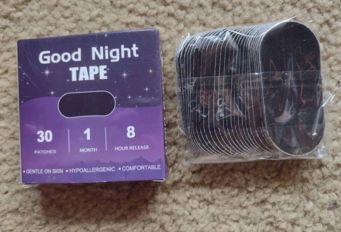 Good Night Tape 8 Hour Release 30 Patches Per Box - Gentle on Mouth - 5 Packs