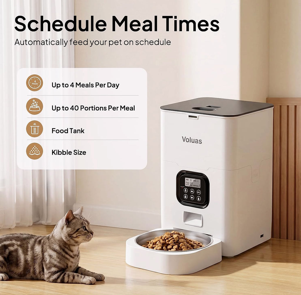 Voluas Automatic Cat Feeder with Voice Recorder and Portion Control