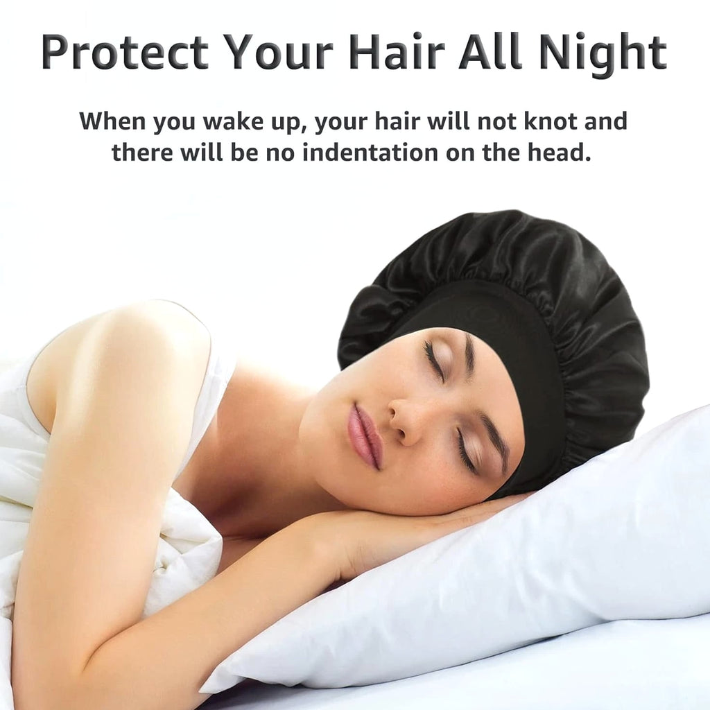 3 Pack Satin Bonnet Silk Hair Bonnet for Sleeping, Sleep Bonnets Large Size