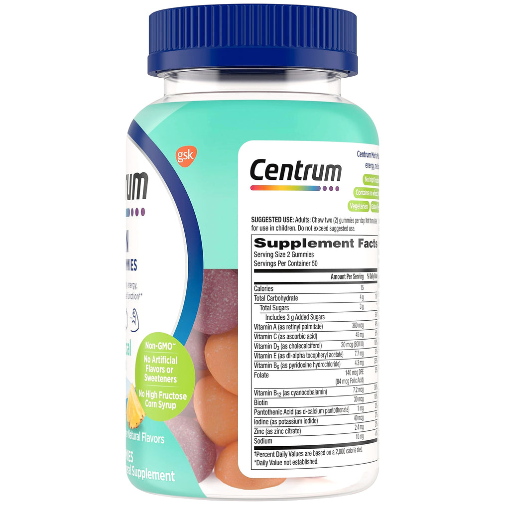 Centrum Men's Multivitamin Gummies, Tropical Fruit, 100 Count
