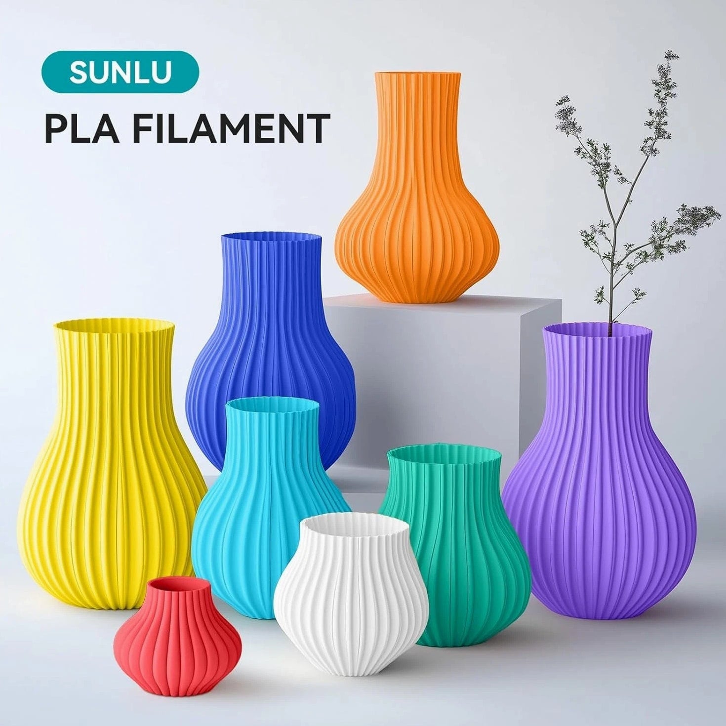SUNLU 8-Roll PLA Filament 1.75mm Bundle, 250g Mini Spools, Tangle-Free, 8 Colors