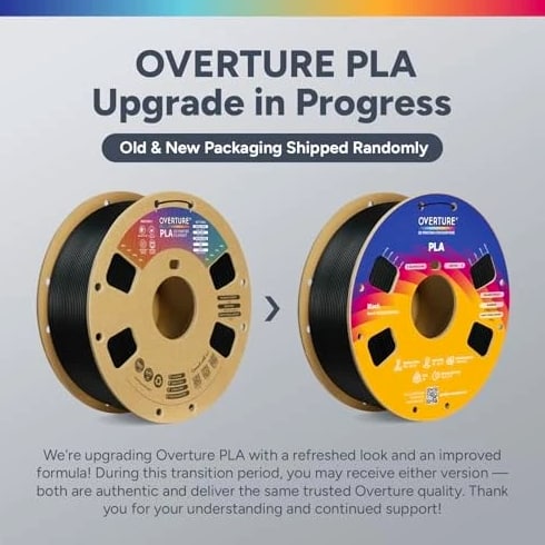 OVERTURE PLA Filament 1.75mm, Neatly Wound 3D Printer Filament 1kg Spool (2.2lbs
