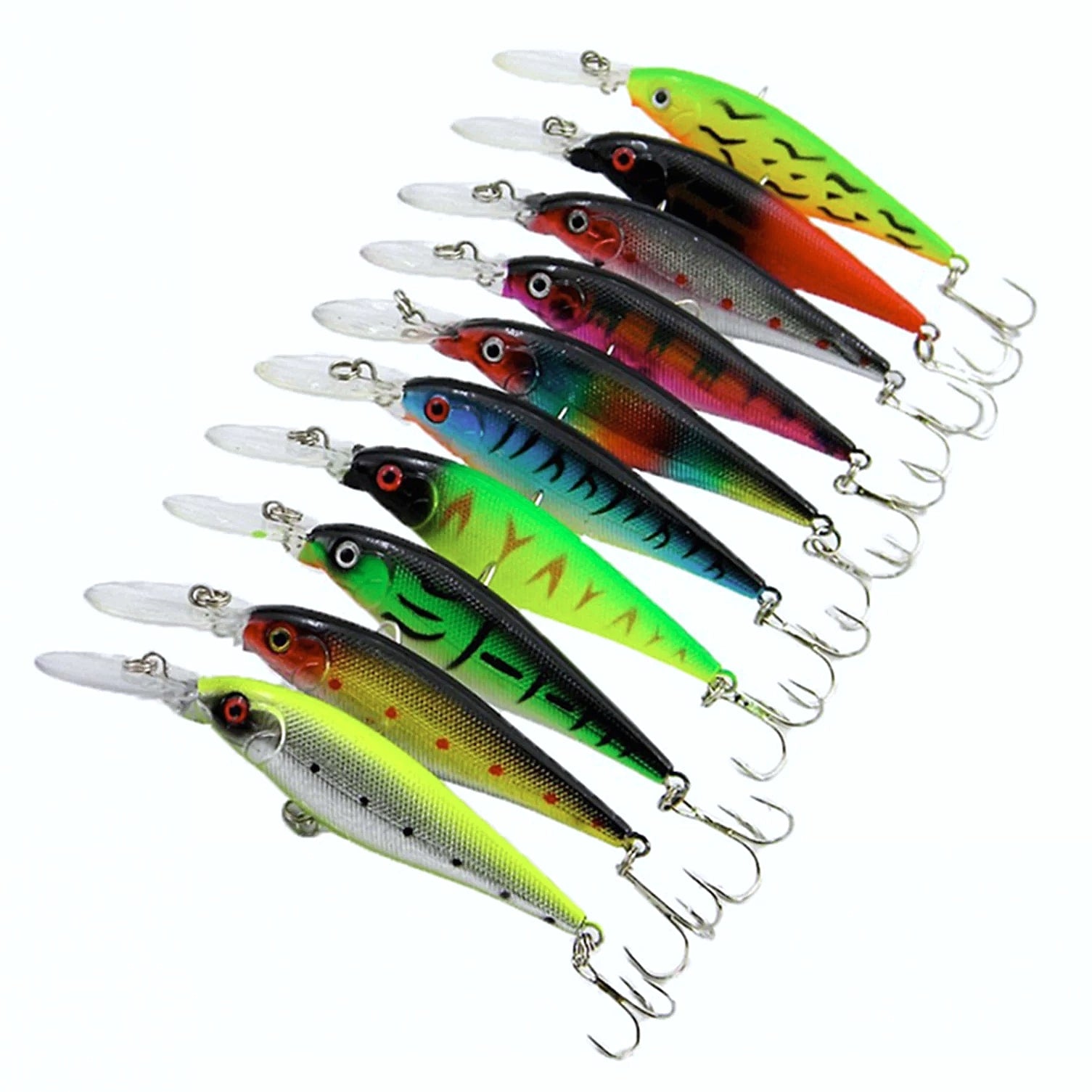 10 Piece Fishing Lure Set with Bell, 11cm Wobbler Baits