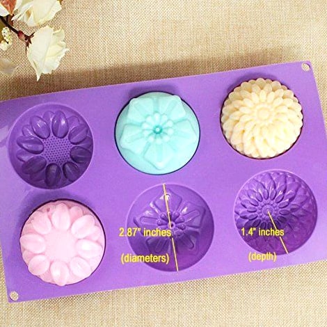 6 Cavity Flower Shaped Silicone Soap Mold DIY Handmade