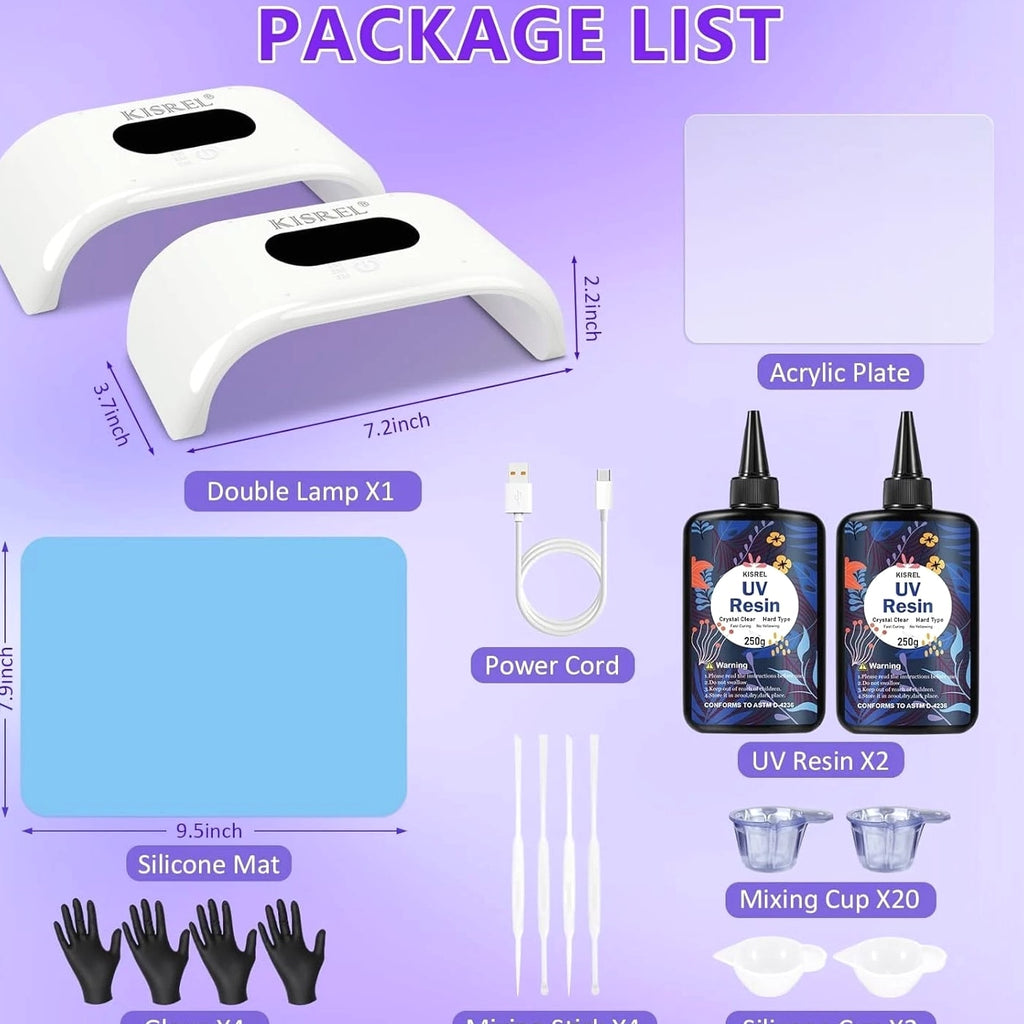 Versatile 500g UV Resin Craft Kit with 36W Light - Low Odor and High Hardness