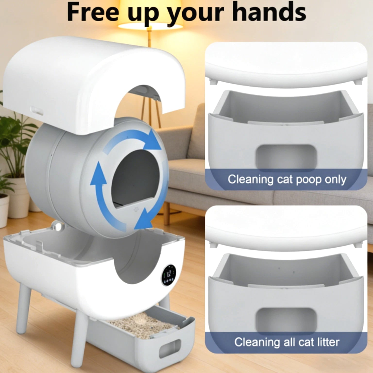 Used 95LAuto Self-Cleaning Cat Litter Box, APP Control, Multi-Cat, Safety Sensor