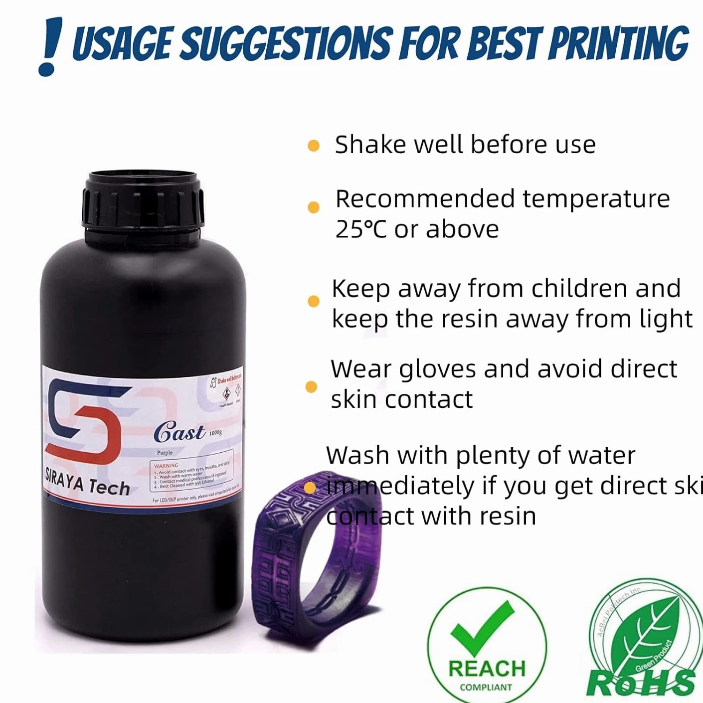 Cast 3D Printer Resin - Easy to Print Use and Burn High Resolution Castable 405Nm