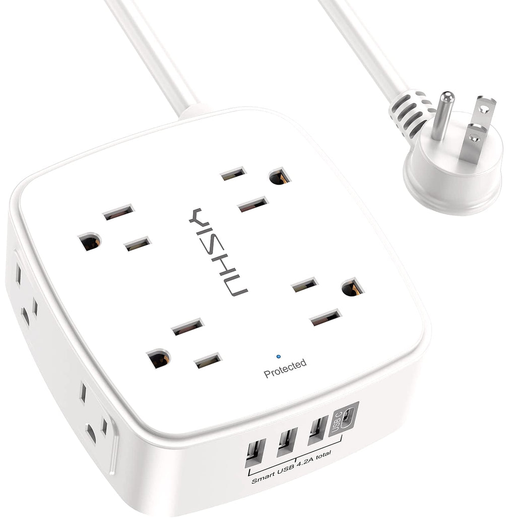 YISHU 6 Ft Surge Protector Power Strip, 8 Outlets 4 USB