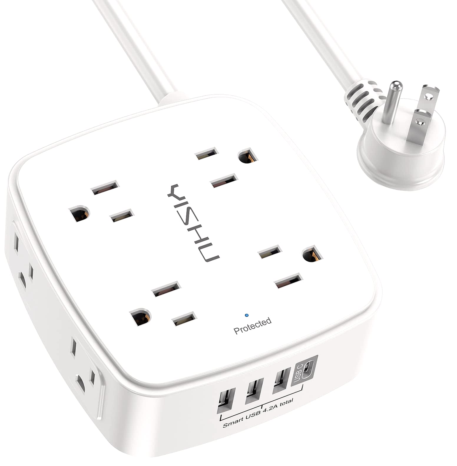 YISHU 6 Ft Surge Protector Power Strip, 8 Outlets 4 USB