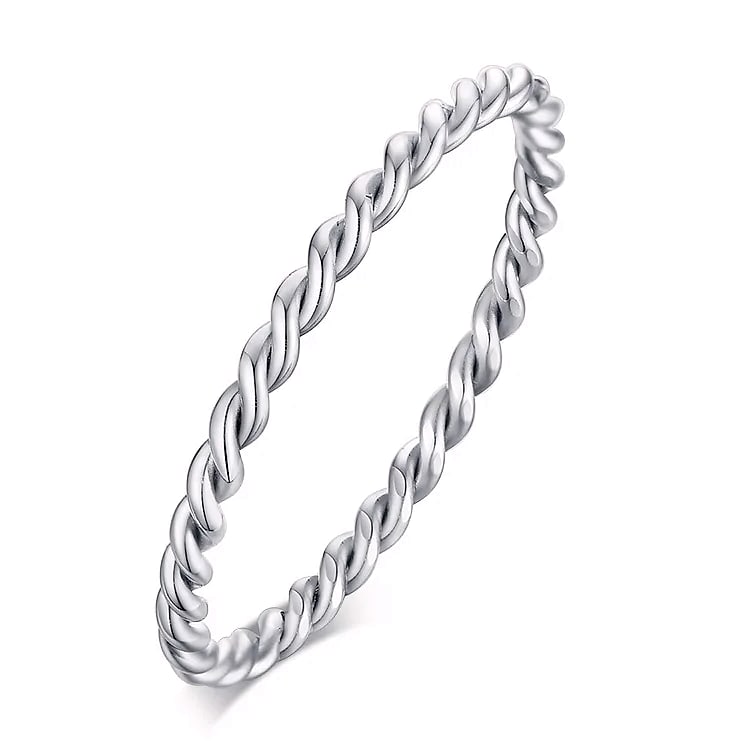 Myfresty Twisted Rope Slim Ring for Women, Stainless Steel