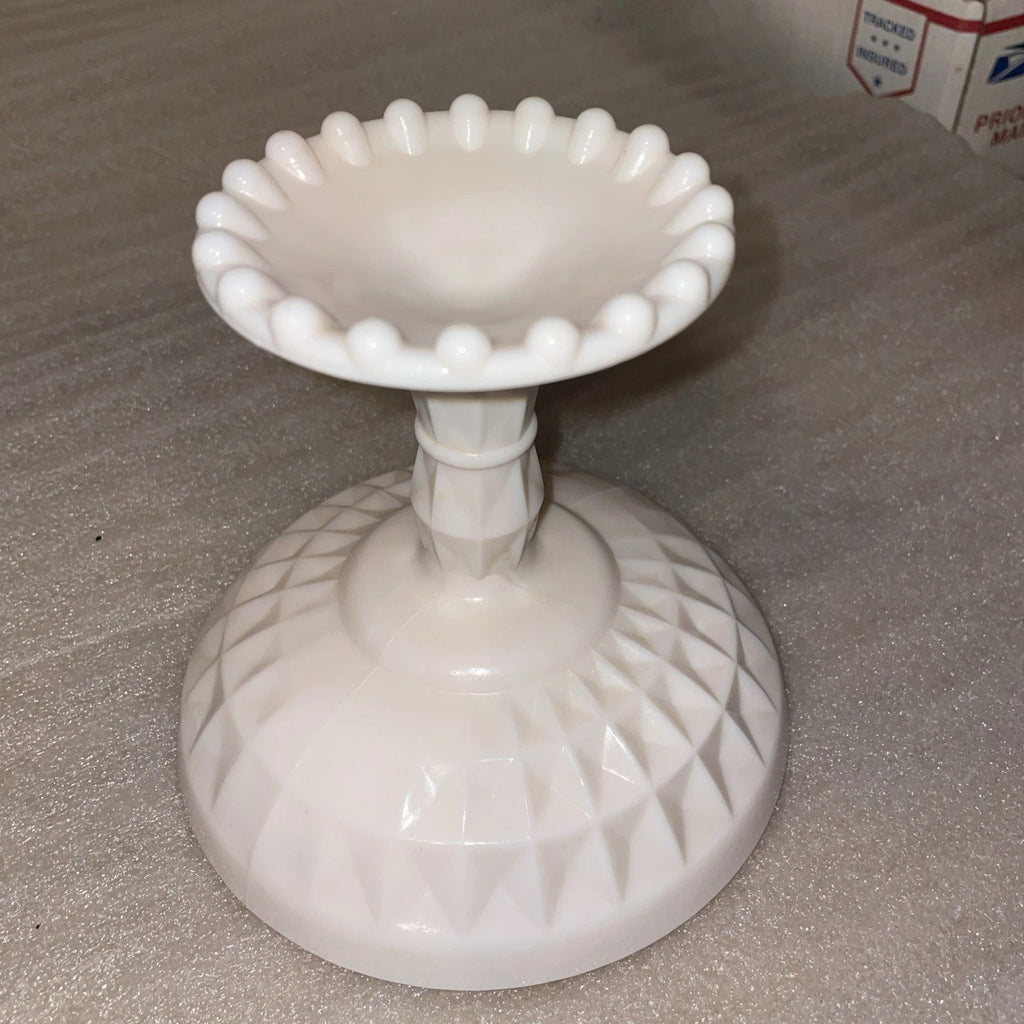 Jeanette Pink Milk Glass Vintage Pedestal Compote Windsor Pattern