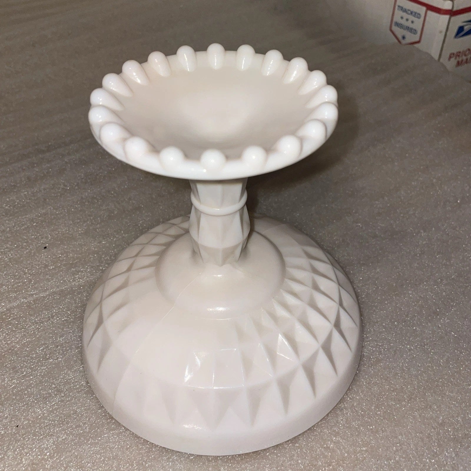 Jeanette Pink Milk Glass Vintage Pedestal Compote Windsor Pattern