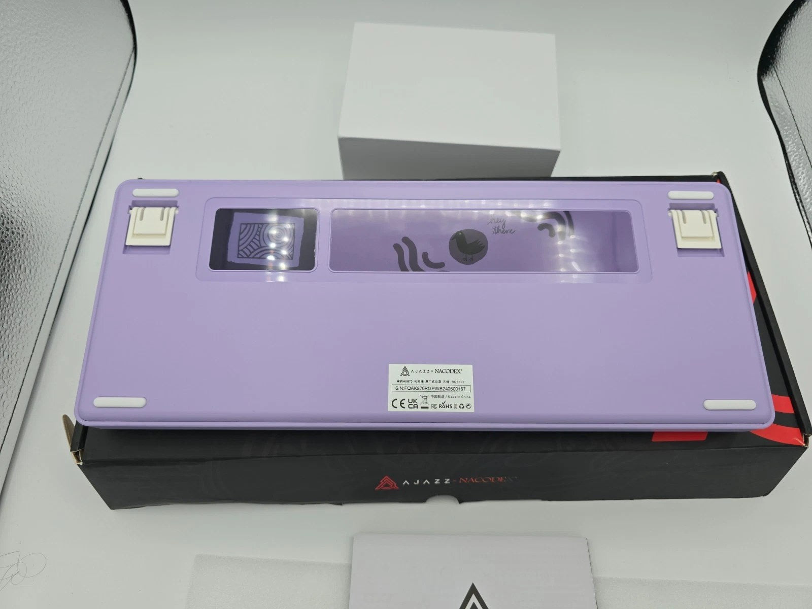 AJAZZ AK870 Tri Mode Hot Swap Mechanical Keyboard Gift Switch - Purple White