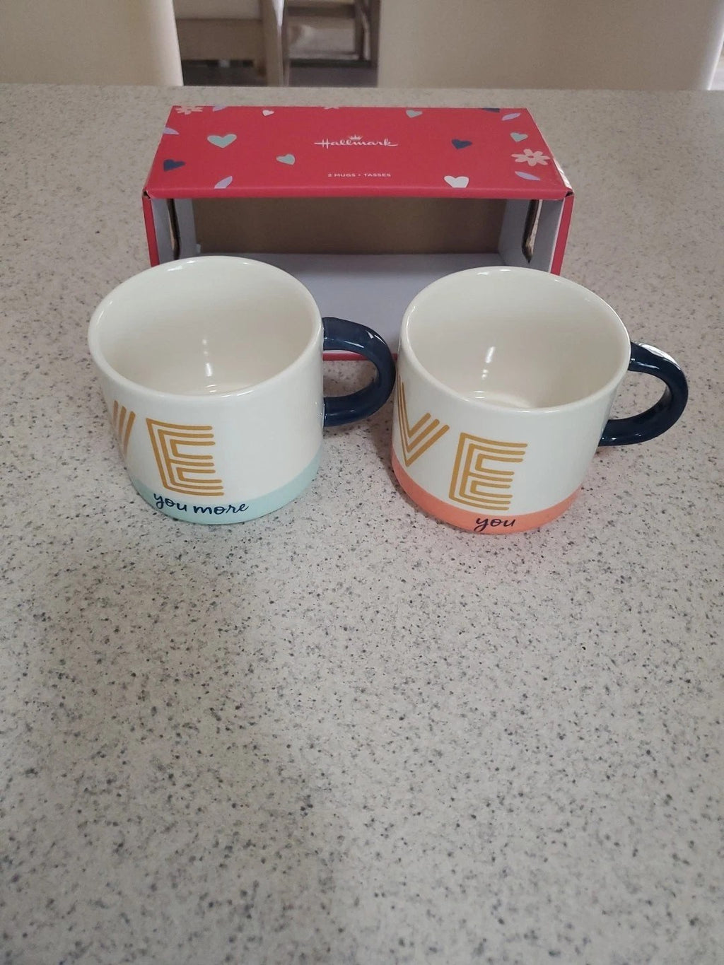 Set of 2 Hallmark Love You & Love You More Mug Pair Couples Cup New In Box