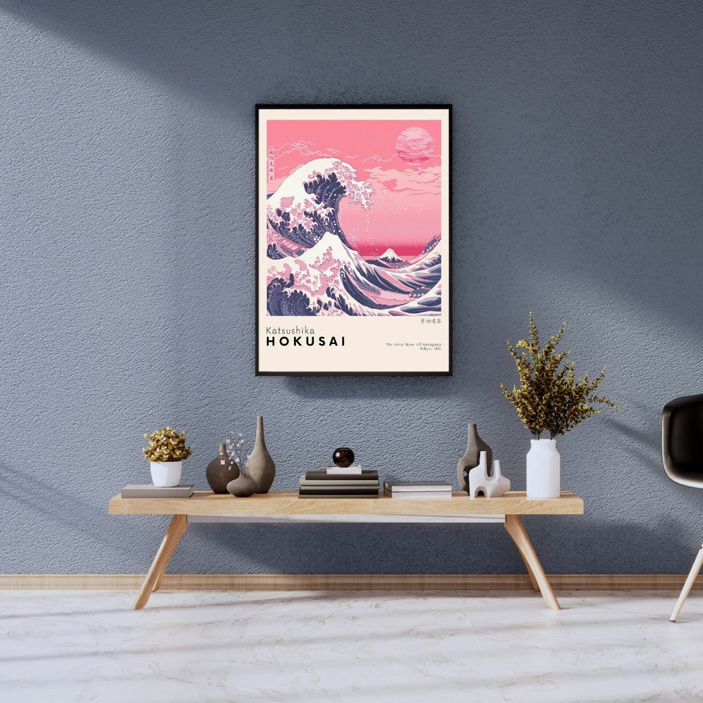 Pink Great Wave Hokusai Canvas Print - Japanese Aesthetic Wall Art Decor
