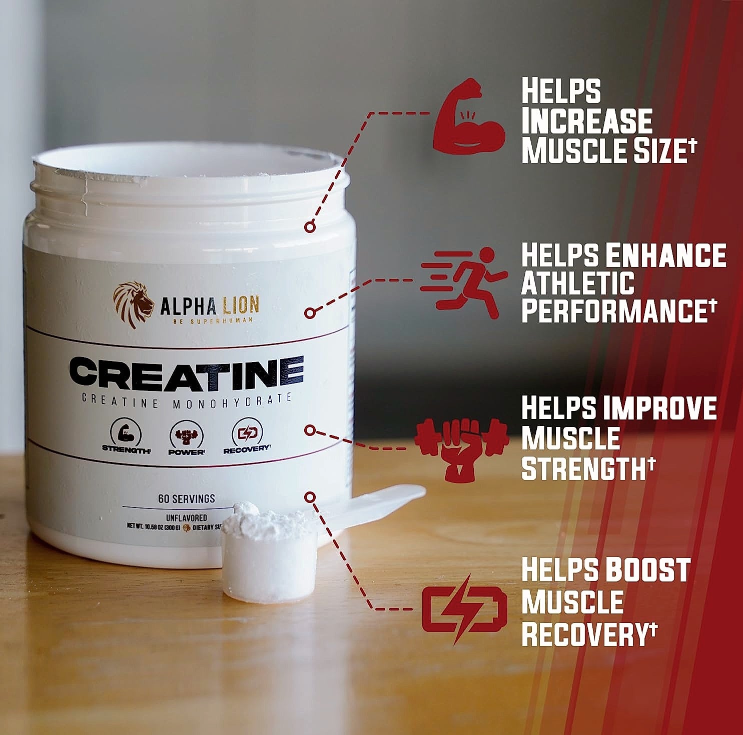 ALPHA LION Creatine Monohydrate Powder 5g Unflavored