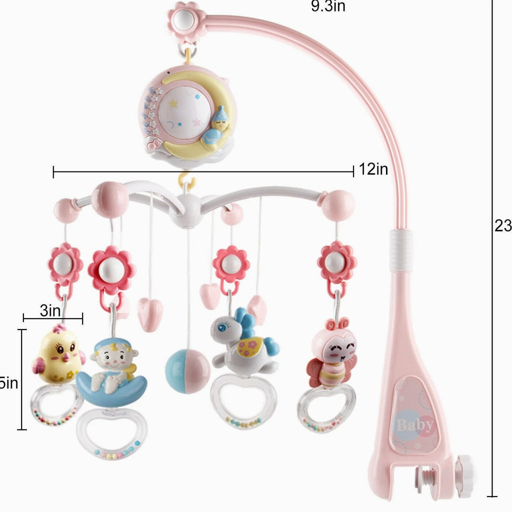 Baby Crib Mobile with Music and Lights,Moon & Star Projector Toys with 108 Songs