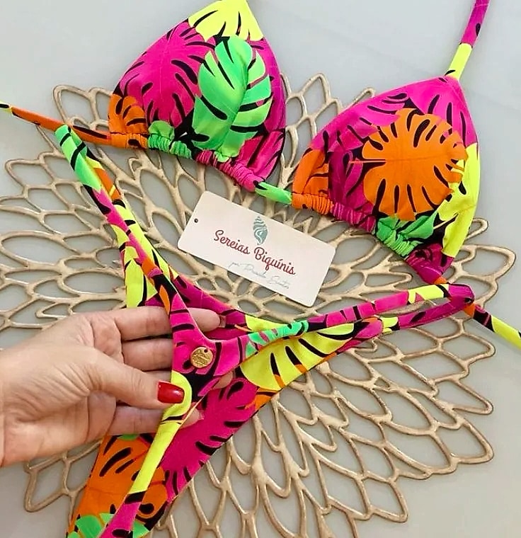 Women's Bikini Split Print Swimwear G-string Beach