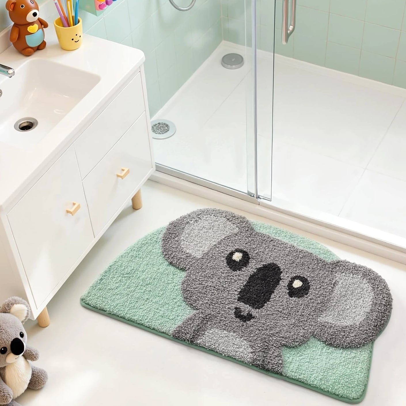 Cute Animal Thick Bathroom Rugs, Non-Slip Backing Washable Bath Mats, Plush...