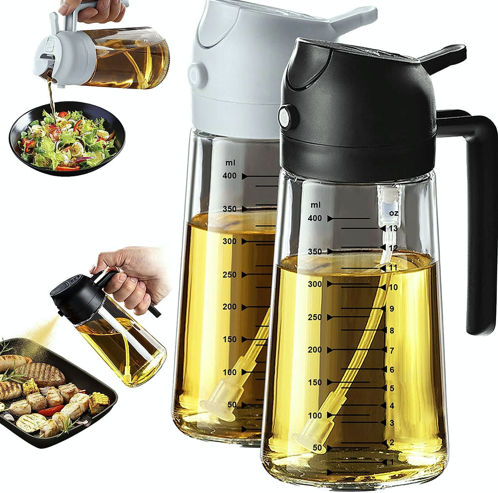 TrendPlain 16oz Glass Olive Oil Sprayer Bottle with Spray and Pour