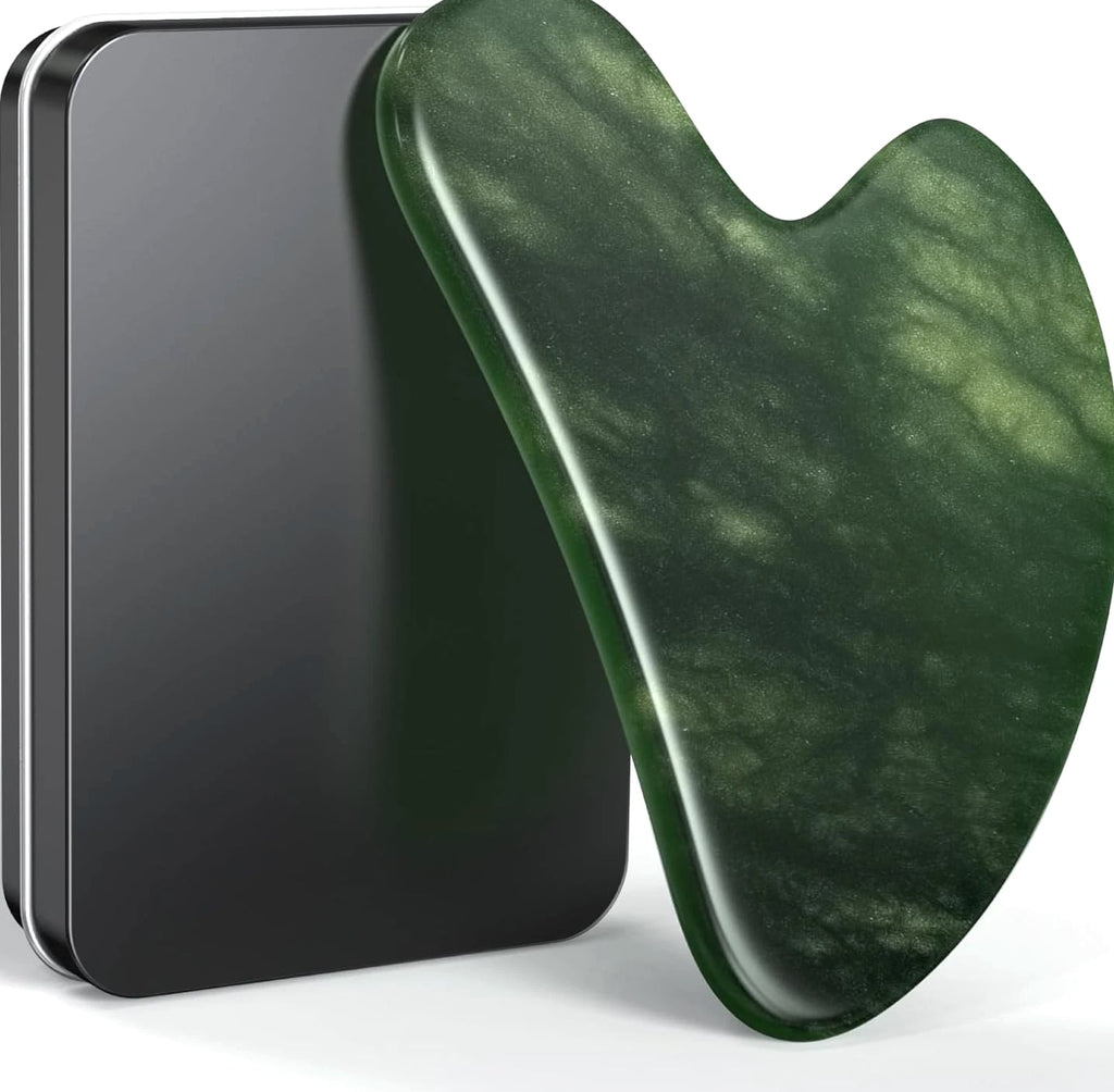 Natural Jade Stone Gua Sha Tool for Face Massage, Therapy and Acupuncture Trigger