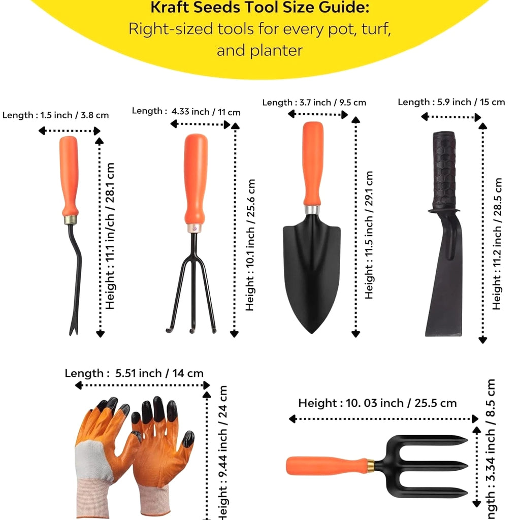 6Pcs Gardening Tools Kit Set Cultivator, Fork, Trowel, Weeder Gloves Home Garden