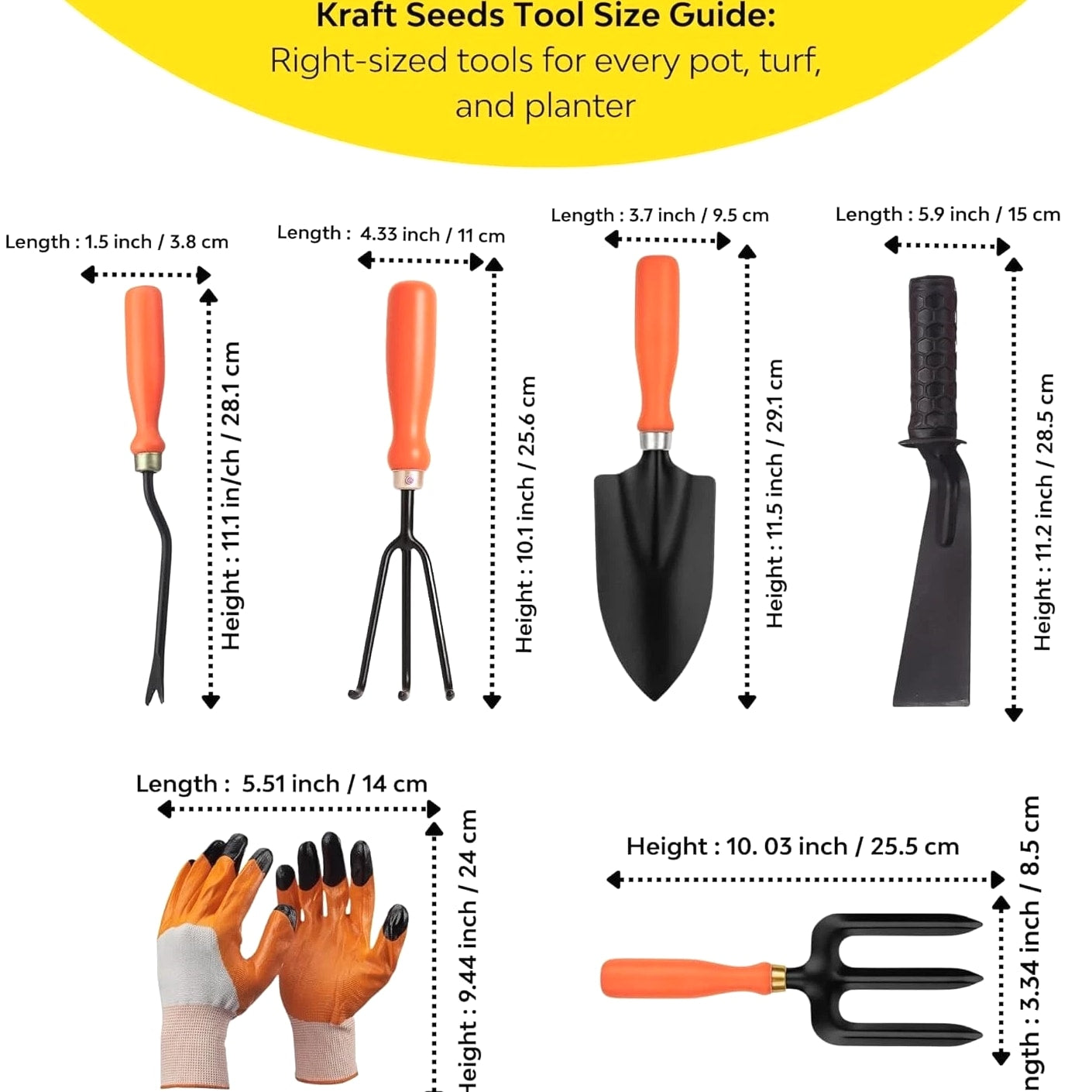 6Pcs Gardening Tools Kit Set Cultivator, Fork, Trowel, Weeder Gloves Home Garden