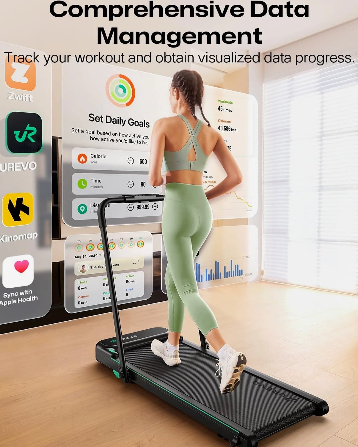 Strol 2E Smart 2-in-1 Folding Treadmill, Compact Walking Pad with Safety Handrails