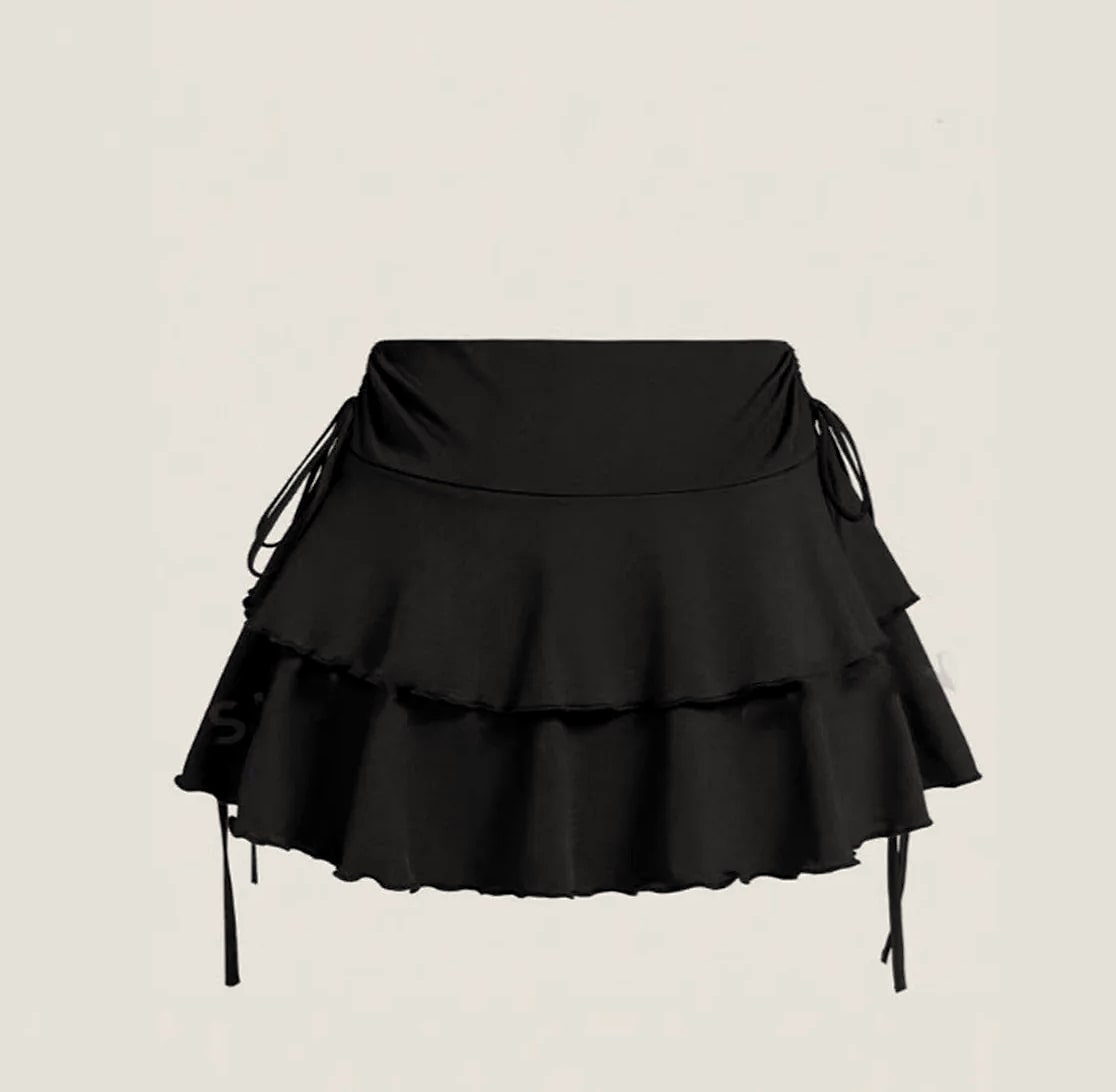 Soqoool High Waist Solid Color Short Skirt for Women
