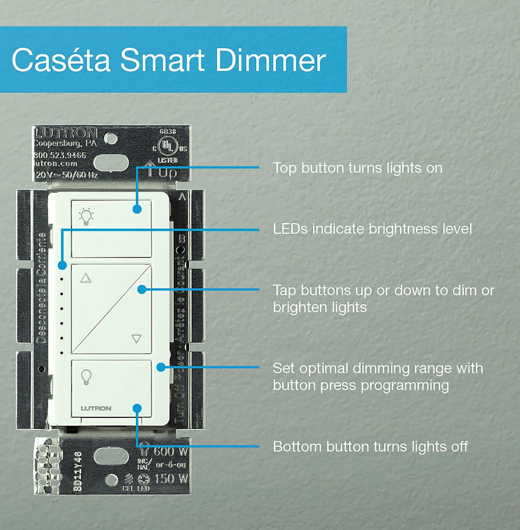 Lutron Caseta PD-6WCL-WH Smart Dimmer Switch 150W