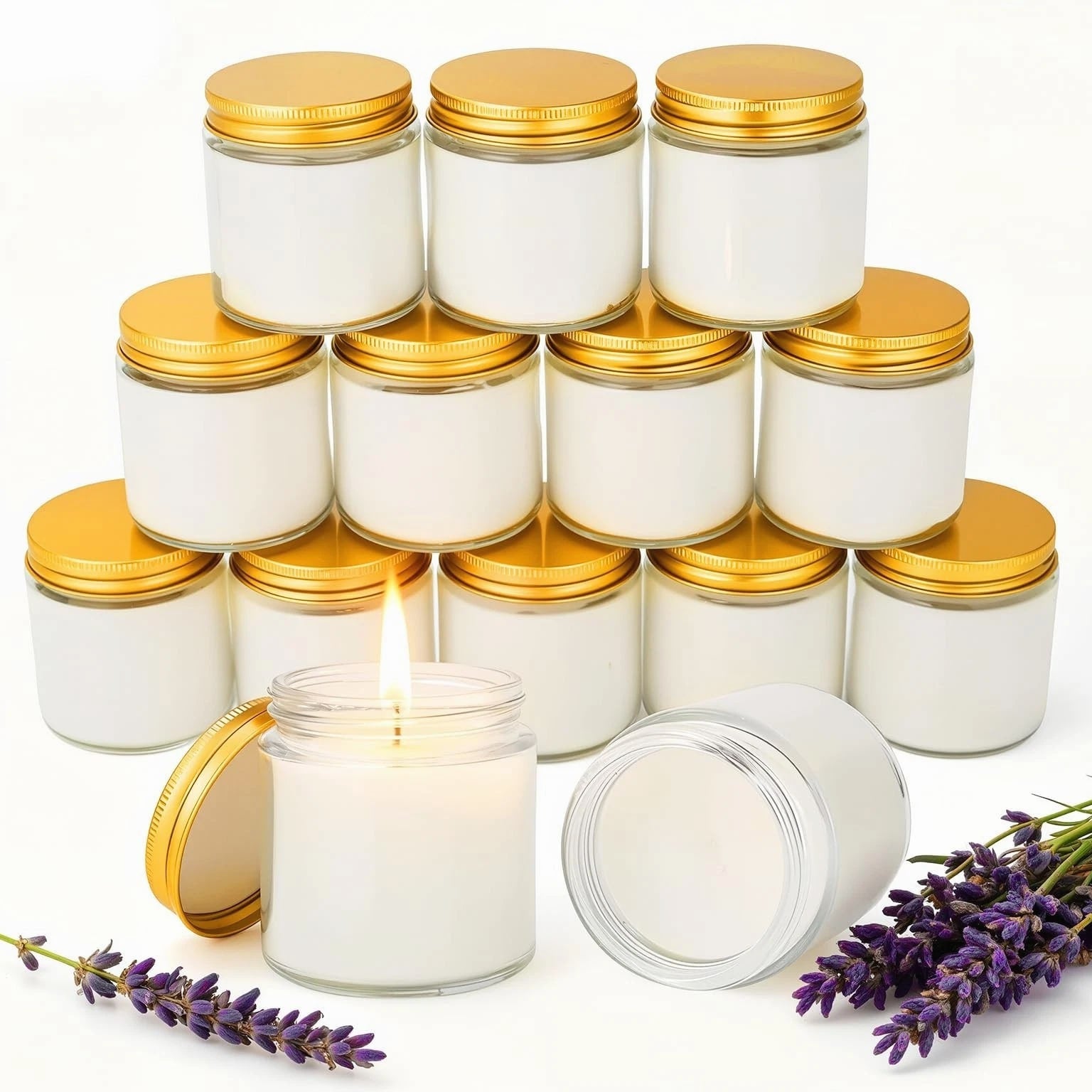 24 Pcs 4oz White Soy Wax Candles - Lavender Scented Candle Gift Set, Bulk Wed...