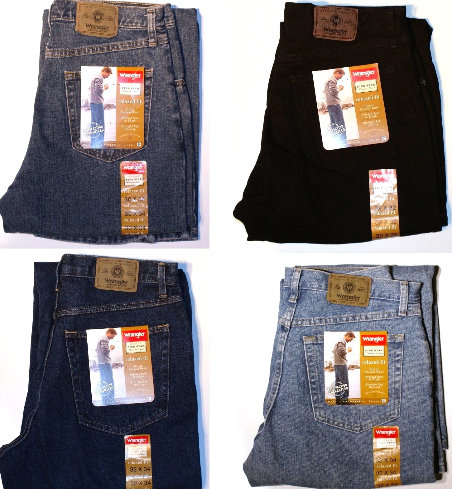 New Wrangler Relaxed Fit Jeans Men's Big and Tall Sizes Four Colors Available
