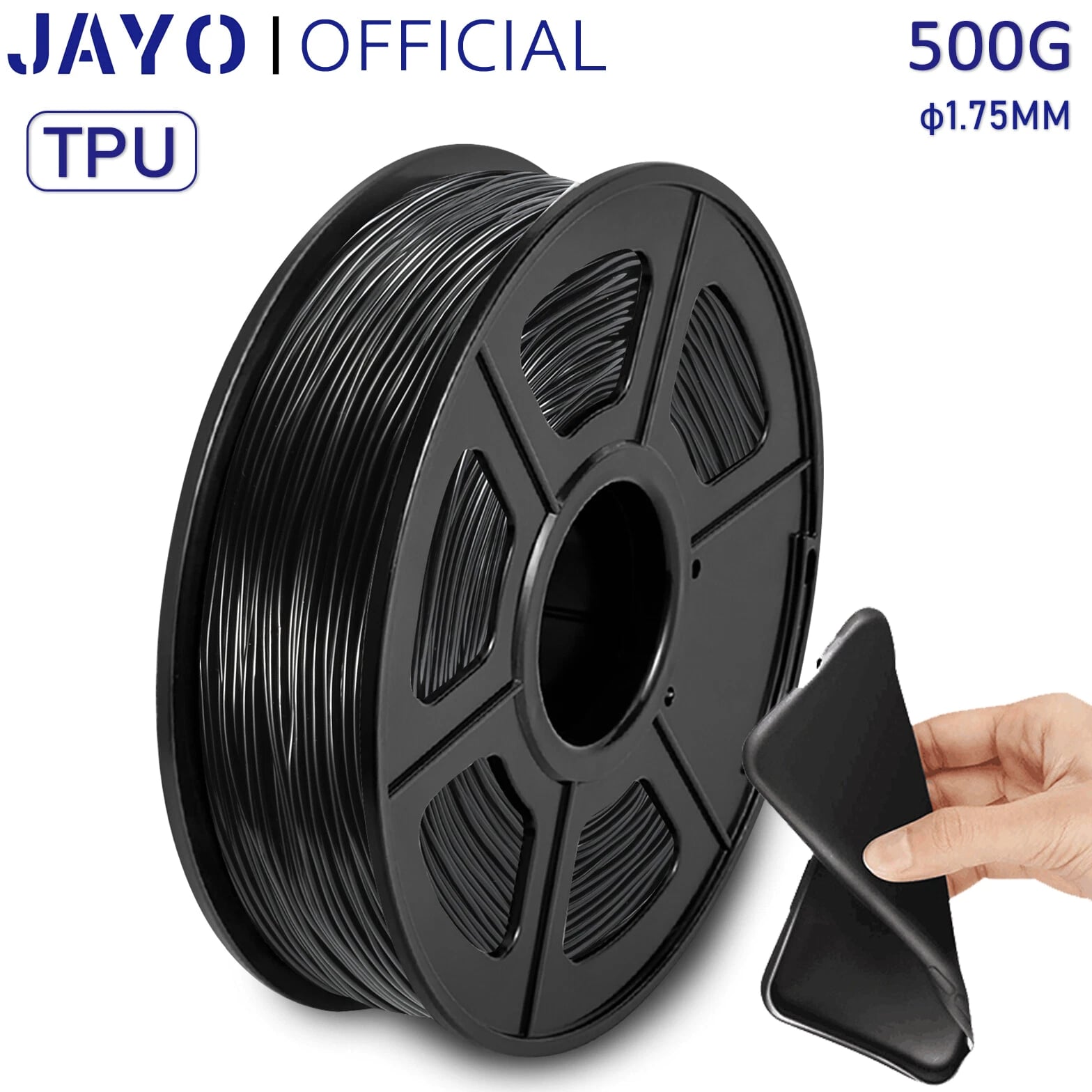 JAYO 500G Black TPU 95A 1.75mm Flexible 3D Printer Filament FDM Good Elasticity