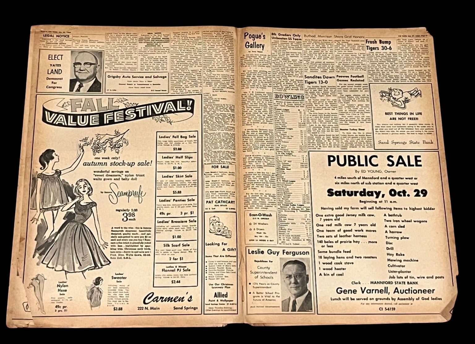 Vintage Newspaper The Times Sand Springs OK Antique Advertisements 1960