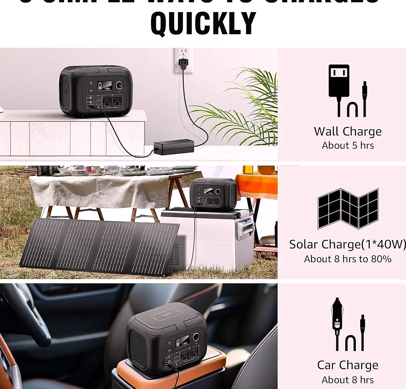 SinKeu 300W Portable Power Station with 40W Solar Panel Kit