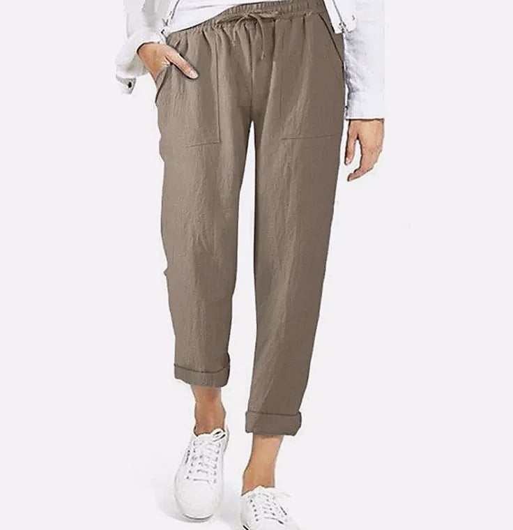 XPQBB Casual Cotton Linen Women's Harem Pants High Waist