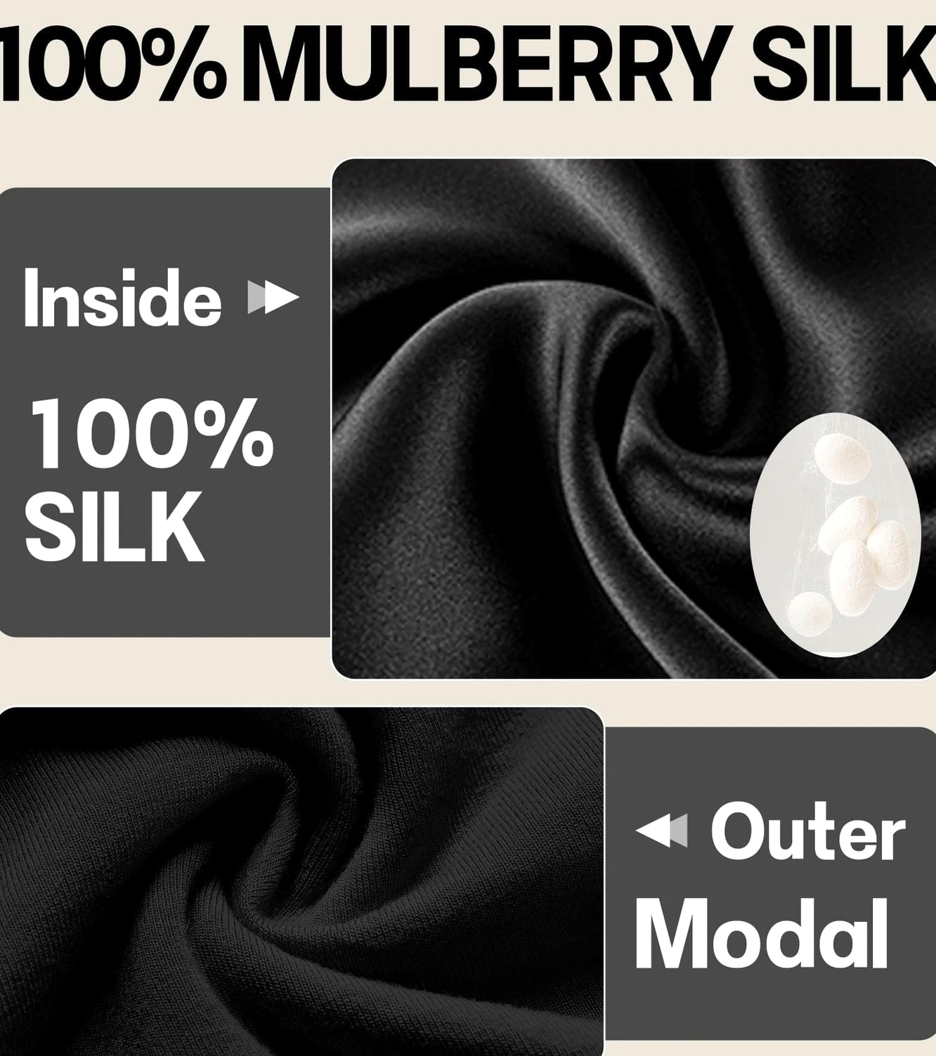 SECZIPE 100% Mulberry Silk Bonnet for Sleeping Curly Hair, One Size Black