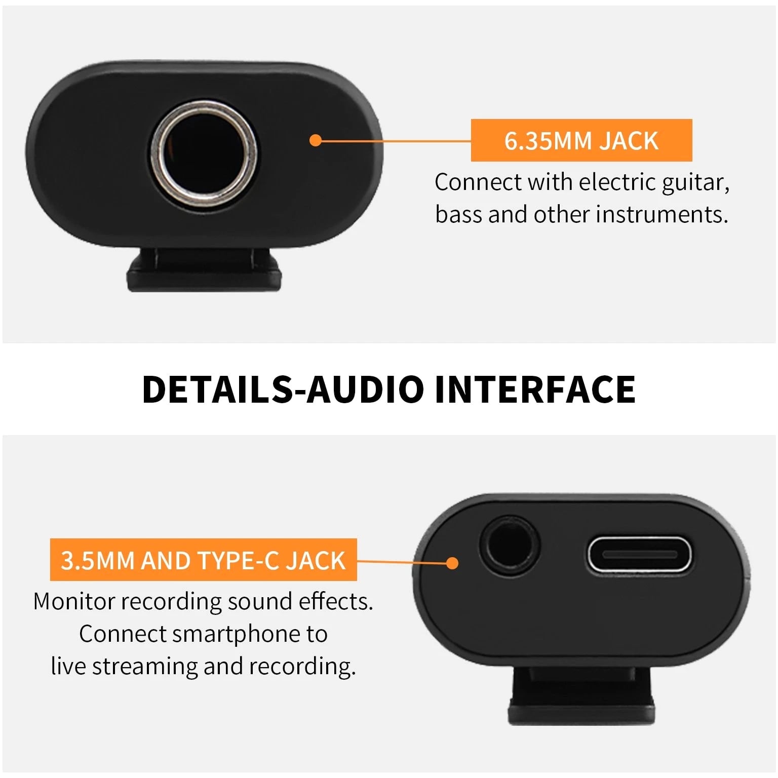 JOYO Guitar Audio Interface Pocket Recording Sound Portable for Live Streaming