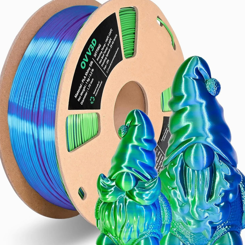 PLA Filament 1.75Mm, Silk PLA Dual Color Blue Green 3D Printer Filament, High Sp