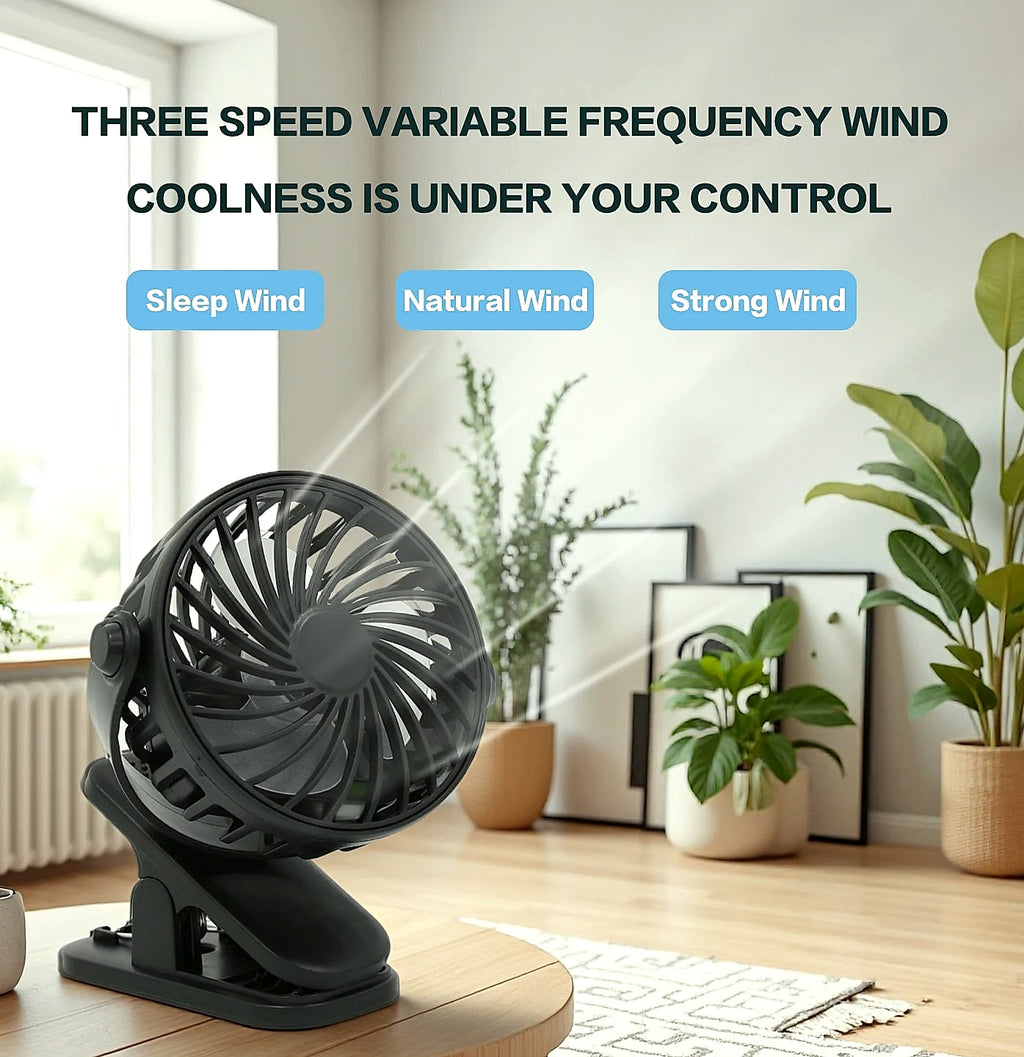 Oeny Mini Clip Fan USB Rechargeable Portable Cooling