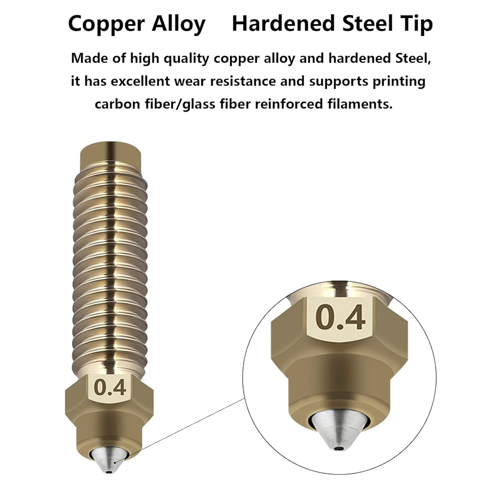 5-Pack 0.4mm Hardened Steel Nozzle Kit for Elegoo Centauri 3D Printer