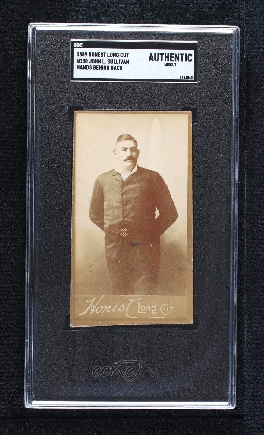 1889 Duke Honest Long Cut N150 John L Sullivan SGC Authentic Miscut Card