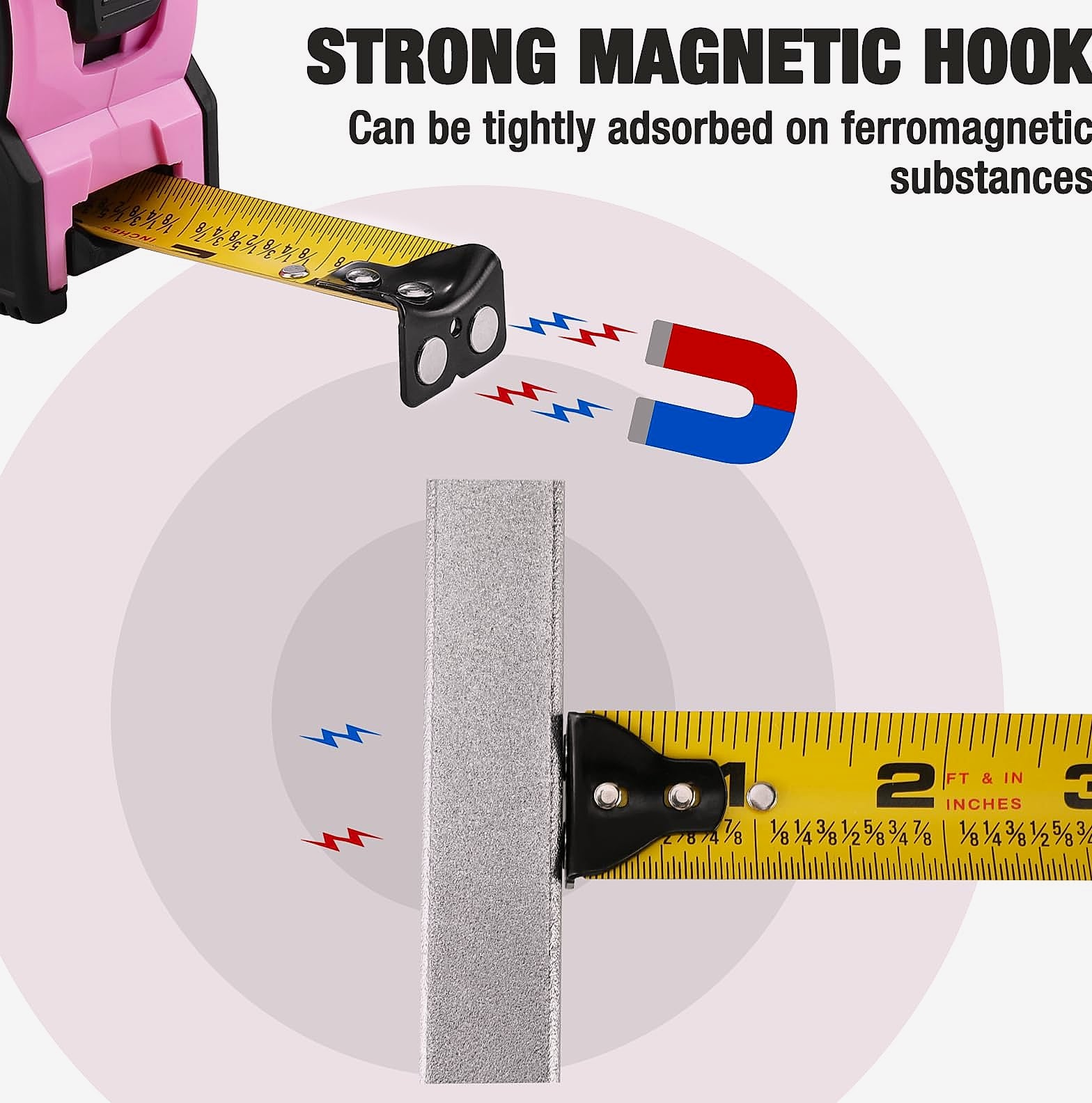 WORKPRO 25FT Pink Tape Measure with Magnetic Hook