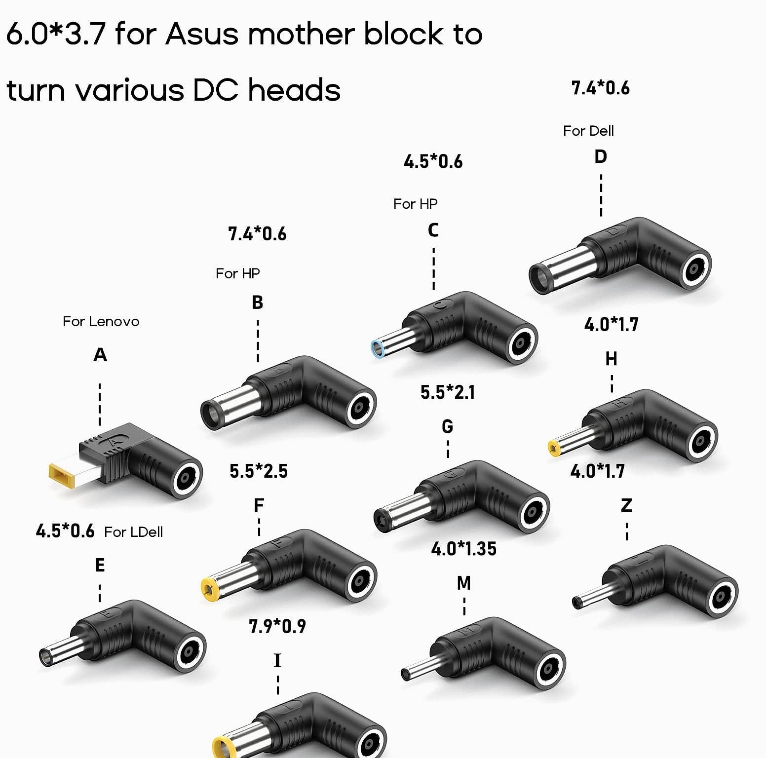 Yuly 6.0x3.7mm Female Power Adapter Connector Converter