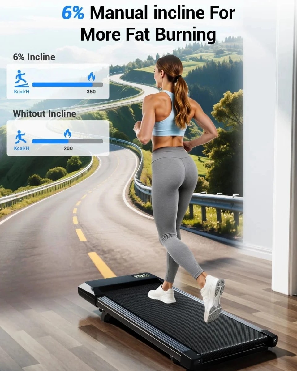 Foldable Under Desk Treadmill 2.5HP Walking Pad, 300lbs LED Remote Quiet